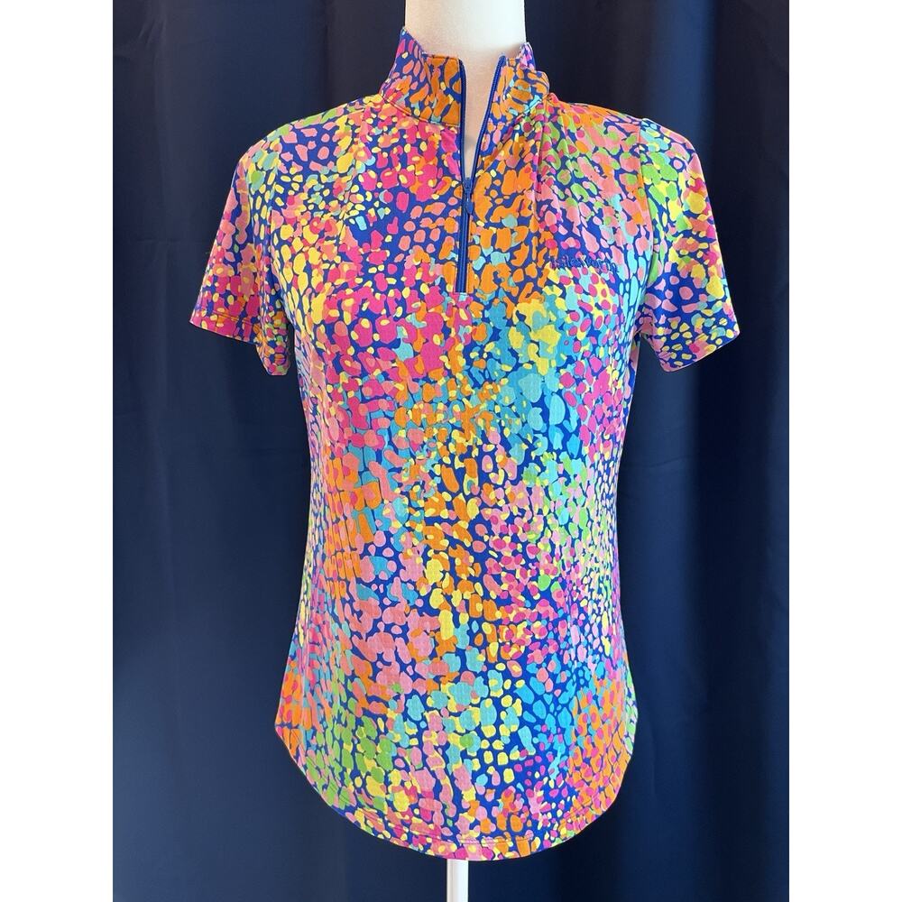 IBKUL Top 1/4 Zip SMALL Multi Color Athleisure UPF 50+ ISLEWORTH Golf Cool Feel